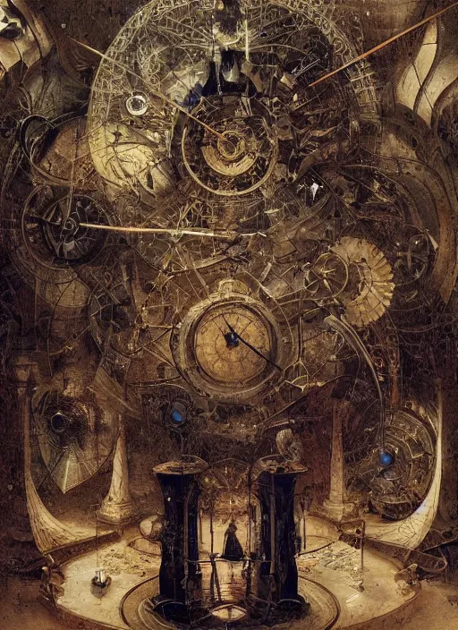 Prompt: the invention of time, modern fine art, fractal, intricate, elegant, highly detailed,, by jheronimus bosch and greg rutkowski,