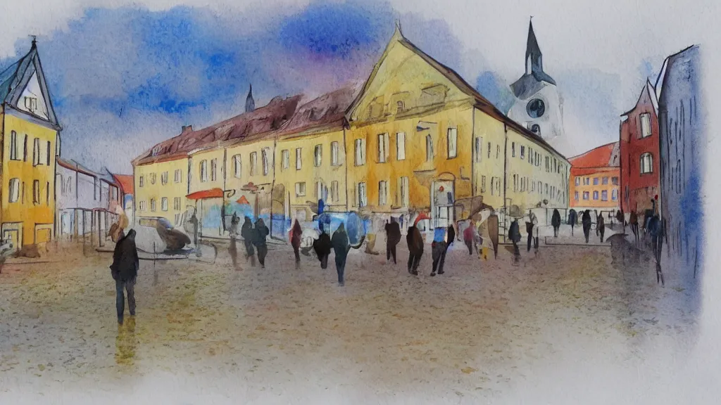 Image similar to orebro aquarelle painting