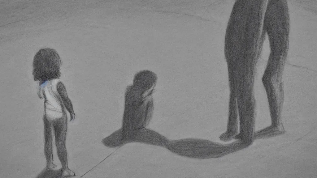 Image similar to chalk drawing self - absorbed nephew apparition