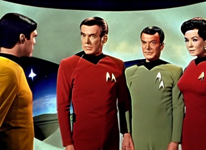 Image similar to a still from a 1 9 6 0 s star trek episode