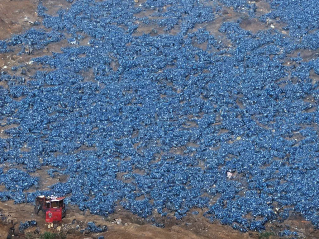 Prompt: china's rural civilian scattered coal burning emits blue light