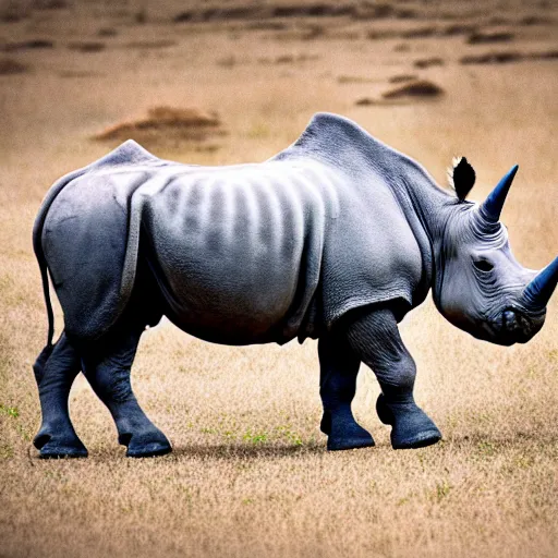 Prompt: grey rhino unicorn, animal photography