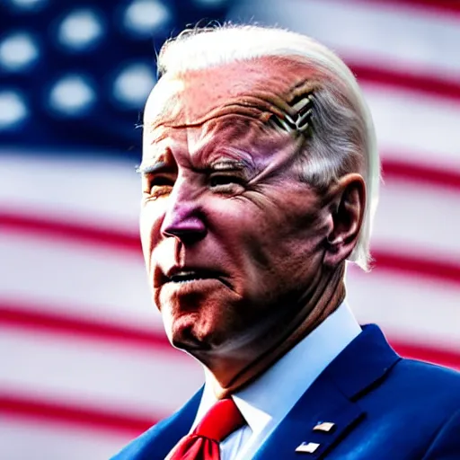 Prompt: Joe Biden on an aircraft carrier giving a speech, HD, 8K photo