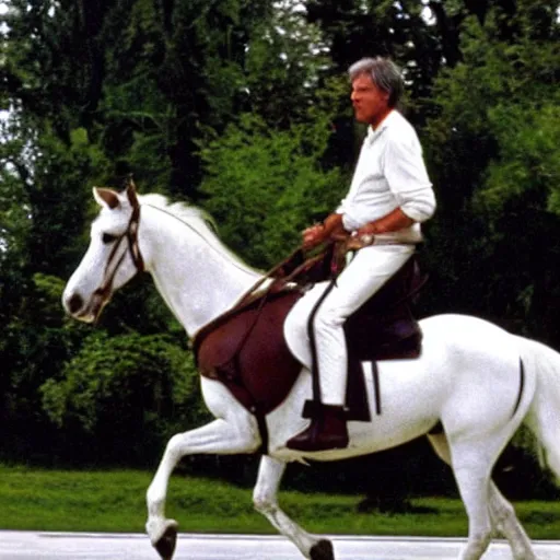 Image similar to harrison ford riding a white stallion