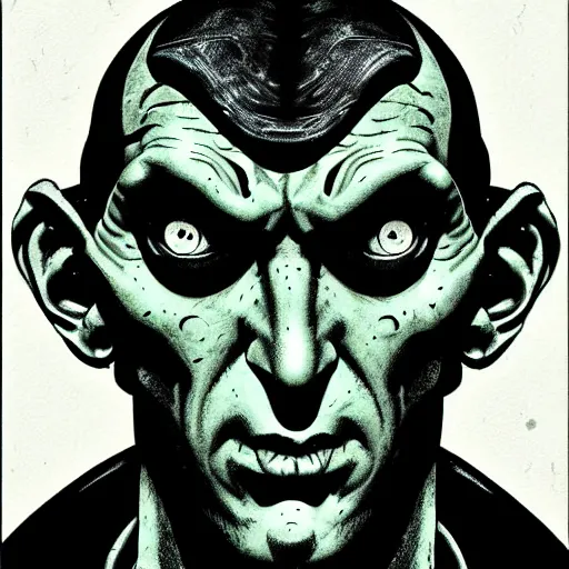 Image similar to portrait of abe sapien artwork created by Mike Mignola, shaded ink illustration