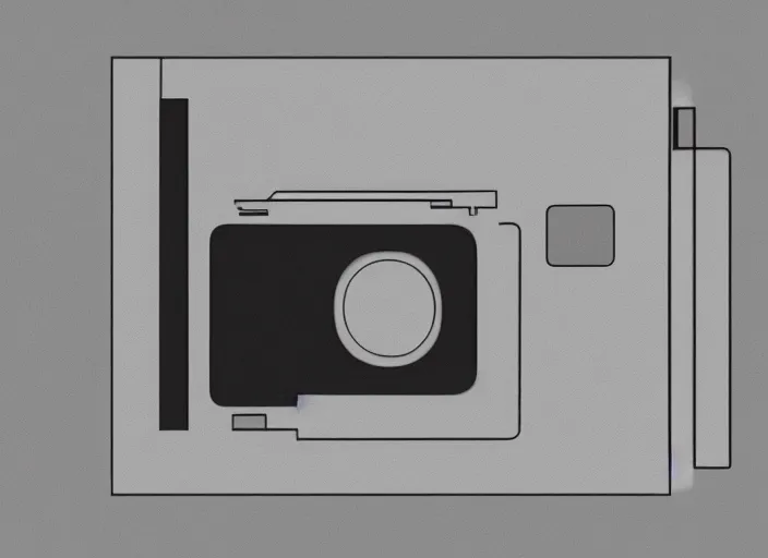 Image similar to orthographic view of minimalism camera designed by Dieter Rams, Naoto Fukasawa, designed by Apple, minimalism, front view, illustration