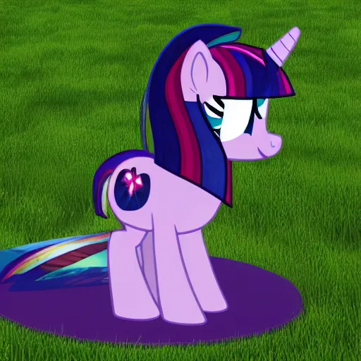 Prompt: Twilight Sparkle sit on the grass, 3d, 4k