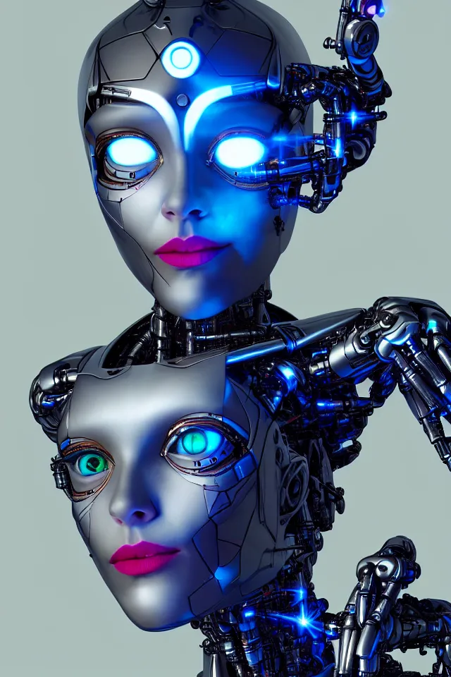 Image similar to detailed photo of the half - cybernetic robo catgirl with human face, symmetry, awesome exposition, very detailed, highly accurate, intricate, professional lighting diffracted lightrays, 8 k, sense of awe, science fashion magazine cover