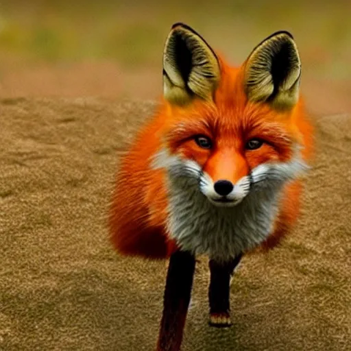 Image similar to screenshot from a studio ghibl movie of a fox looking through a microscope