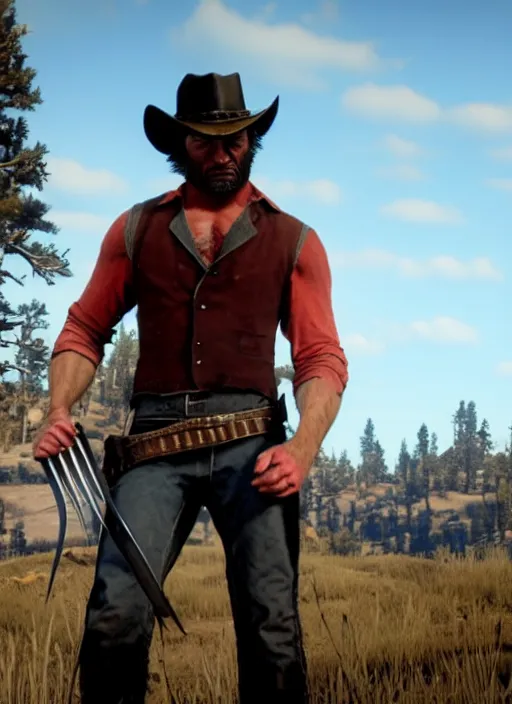 Image similar to film still of wolverine in red dead redemption 2 ( 2 0 1 8 video game )