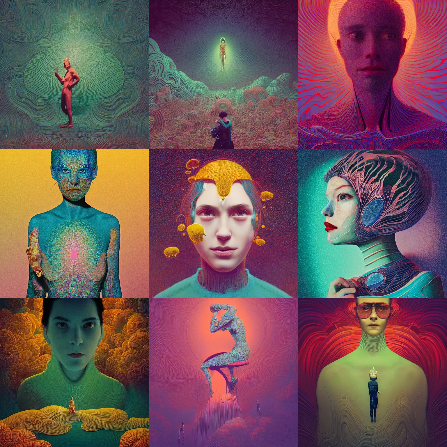 Prompt: kodak portra, 8 k, studio light, fine art portrait photography, victo ngai, fashion photography, kilian eng, camille vivier, moebius, digital art, masterpiece, fractal pattern background, alex grey, fantastically beautiful, beksinski, dan mumford, simon stalenhag, artstation, maxfield parrish