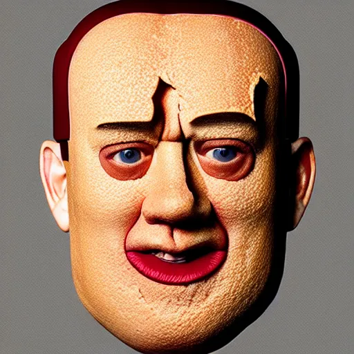 Prompt: a face made of ham slices made of tom hanks, 8 k, trending on artstation, unreal engine, hyperrealistic