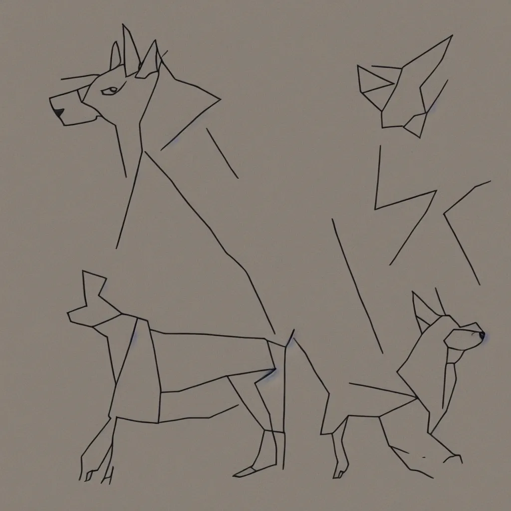 Prompt: illustration of chinese tangram of german shepherd figure, 2 d image