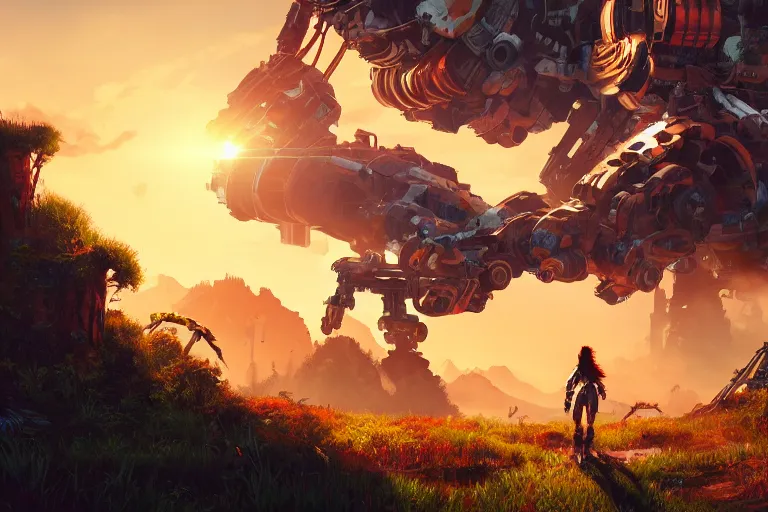 Image similar to scorcher machine mecanical creature robot of horizon forbidden west horizon zero dawn radiating a glowing aura global illumination ray tracing hdr fanart arstation by ian pesty and alena aenami artworks in 4 k