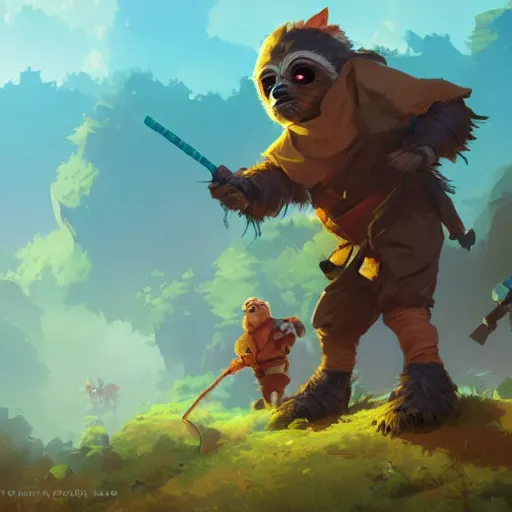 Image similar to hero world ewoks, behance hd by jesper ejsing, by rhads, makoto shinkai and lois van baarle, ilya kuvshinov, rossdraws global illumination