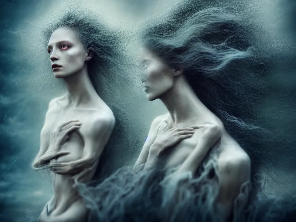 Prompt: cinestill 5 0 d portrait by paolo roversi of a dystopian woman like opal statue in a scenic dystopian environment, hair floating in air, stormy weather intricate, elegant, highly detailed, digital art, artstation, concept art, smooth, sharp focus, tomasz alen kopera, peter mohrbacher, donato giancola, tonal colors
