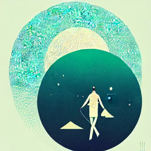 Image similar to a wandering mind, logo, simple white background victo ngai, kilian eng