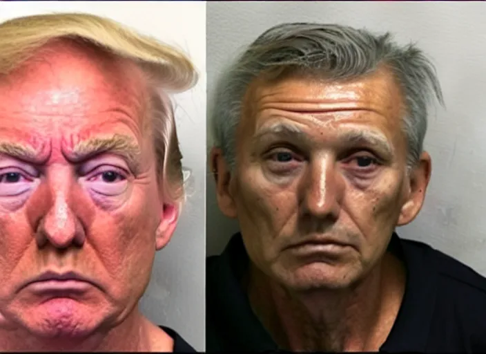 Image similar to arrested senior man with facial features like Donald Trump taken away by FBI at golf course, photo, high quality