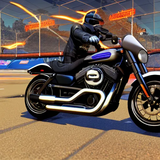 Image similar to a harley davidson on rocket league, high resolution