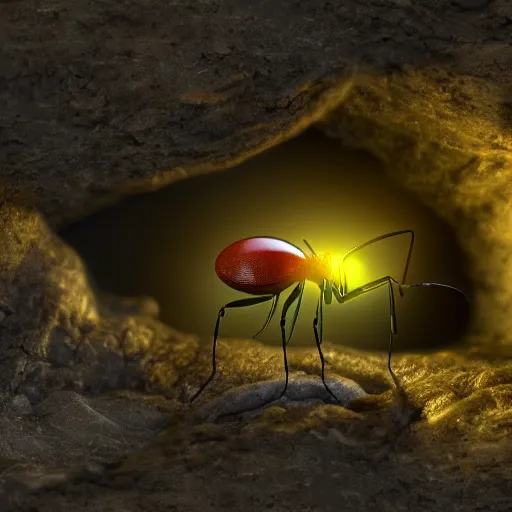 Image similar to Ant-mage in a dark cave, no blur, 4k resolution, ultra detailed-i