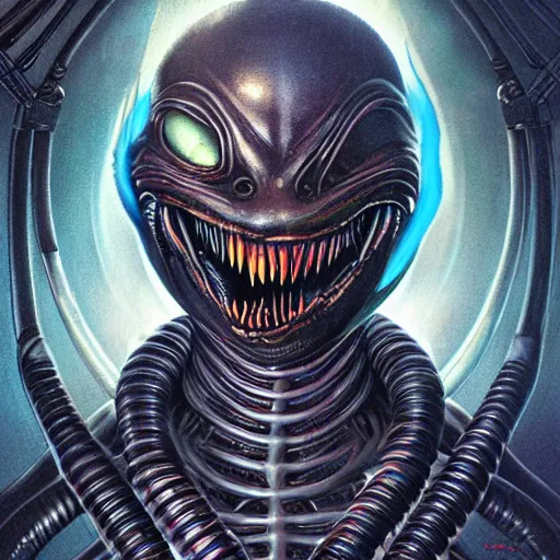 Image similar to Lofi Giger Scorn Horror Alien portrait of Venom Pixar style by Tristan Eaton Stanley Artgerm and Tom Bagshaw