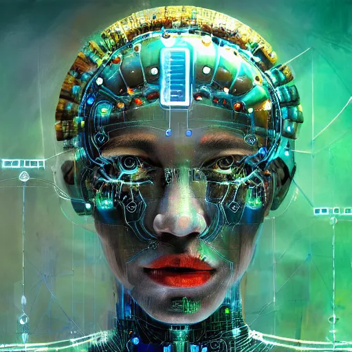 Prompt: mythological self made Shaman of artificial intelligence creating himself with an artificial neural network with synapses, high resolution, award winning art, trending on art station, sharp image, incredibly detailed, detailed character realistic painting