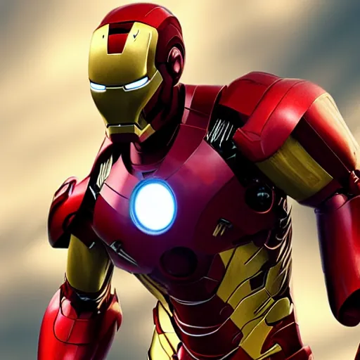 Image similar to a photorealistic painting of Iron Man 3D render