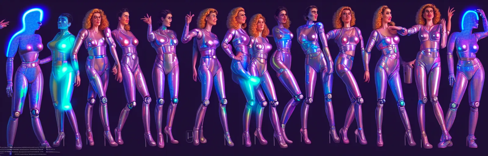 Prompt: Ladies in holograms, with robotic arms, of alien artifacts, total recall tech, electrical case display , ultrarealistic, dramatic lighting, electrical details, high details, 4k, 8k, best, accurate, trending on artstation, artstation, photorealism, ultrarealistic, digital painting, style of Caravaggio, Boris Vallejo