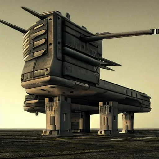 Image similar to Sci-Fi industrial futuristic Brutalism brutalistic huge huge flying carrier vehicle desert