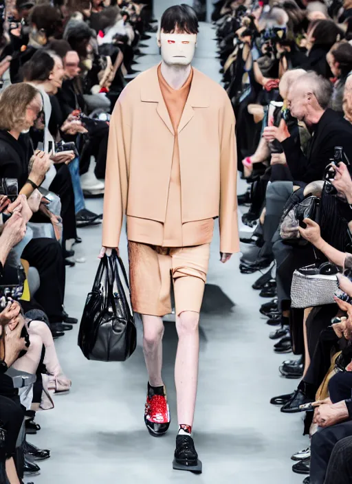 Image similar to hyperrealistic and heavy detailed balenciaga runway show of hannibal lecter, leica sl 2 5 0 mm, vivid color, high quality, high textured, real life