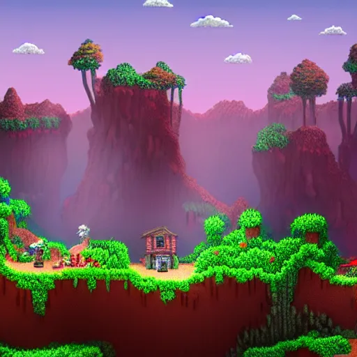 Image similar to 3 d terraria made in unreal engine, professional render, 4 k, 8 k