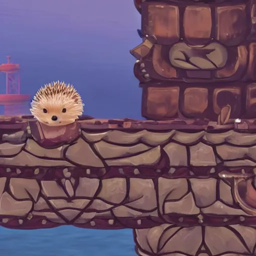 Image similar to hedgehog on a ship in seqa of thieves