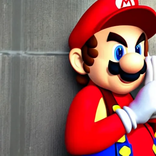 Prompt: mario depressed after losing all his money in crypto