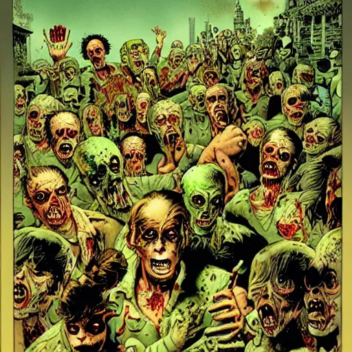 Image similar to zombie apocalypse by richard corben, detailed