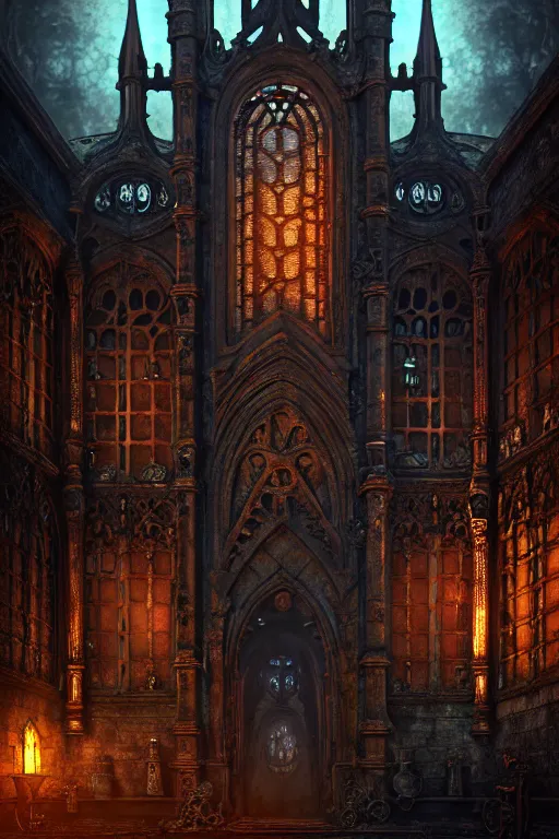 Prompt: steam necropolis, memento mori, gothic, neo - gothic, art nouveau, hyperdetailed copper patina medieval icon, stefan morrell, philippe druillet, ralph mcquarrie, concept art, steampunk, unreal engine, detailed intricate environment, octane render, moody atmospheric, volumetric lighting, photorealism