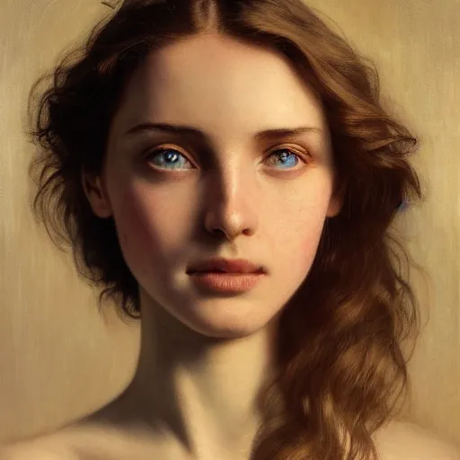 Image similar to photo portrait of a beautiful emotional female in soft light, zeiss lens, detailed, symmetrical, centered, by edward robert hughes, annie leibovitz and steve mccurry, david lazar, jimmy nelsson, greg rutkowski and alphonse mucha, breathtaking, 8 k resolution, extremely detailed, beautiful, establishing shot, artistic, hyperrealistic, beautiful face, octane render