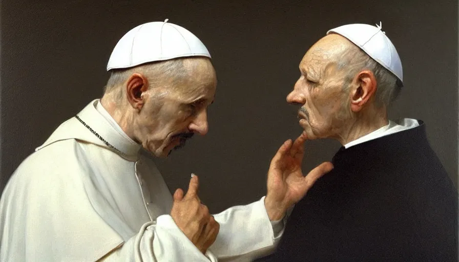 Image similar to painting by borremans, pope innocent x like a painting of velasquez, detailed, stunning