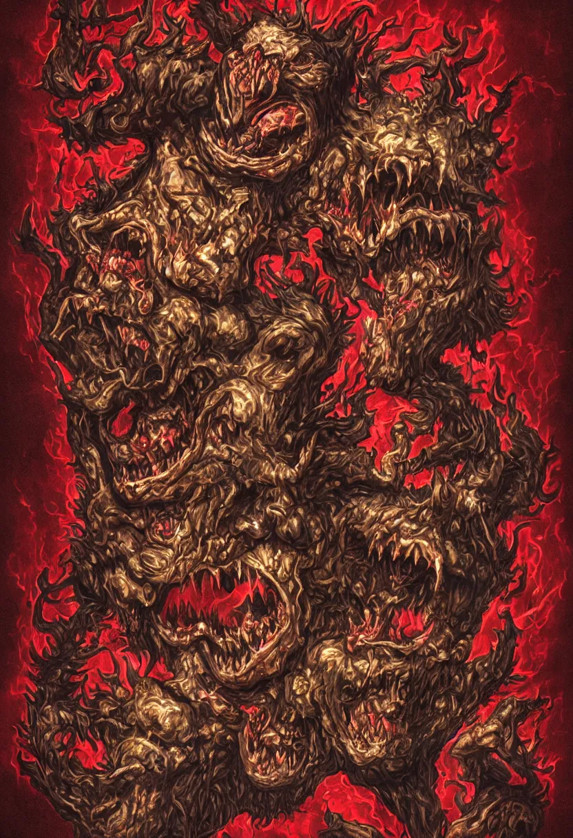 Image similar to alpine herpes of world domination, sun god, death god, hell, smile, monster teeth covered in red, dark and mysterious, full body, rococo, cinematic, epic, very detailed, full body