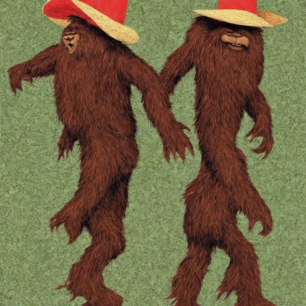 Image similar to bigfoot in a sombrero dancing