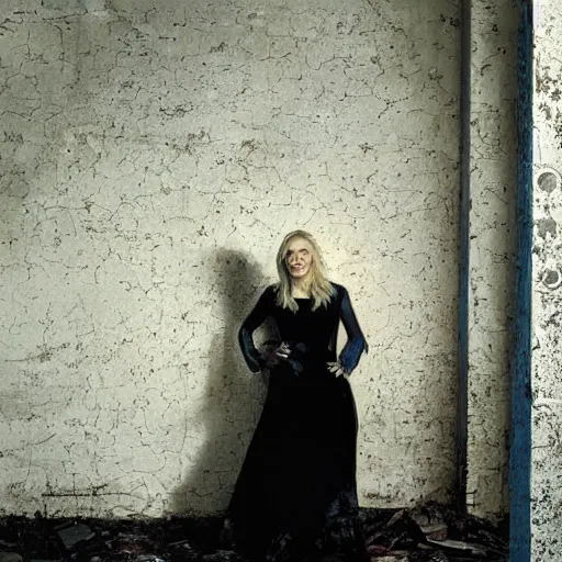 Prompt: Portrait of cate blanchett in an abandoned building, by Annie leibowitz, photorealisitc ,detailed