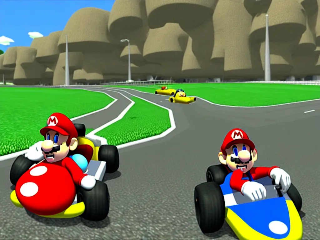 Image similar to realistic micheal rosen on a mario kart wii map