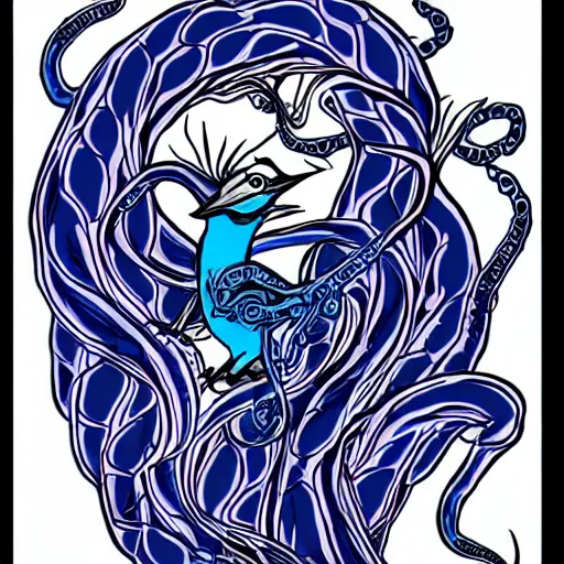 Image similar to bluejay with venom tentacles