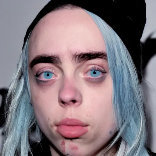 Image similar to extremely detailed close up of billie eilish rotting face with no eyes