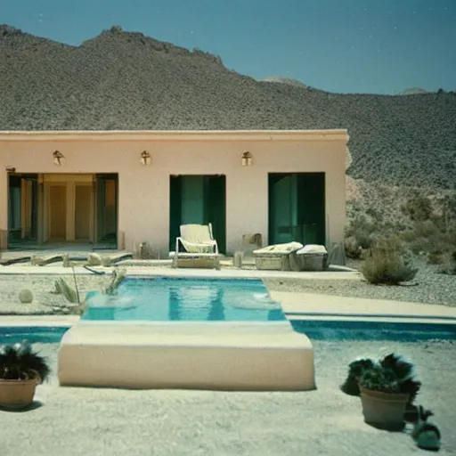 Image similar to a desert villa in 1 9 7 4 color