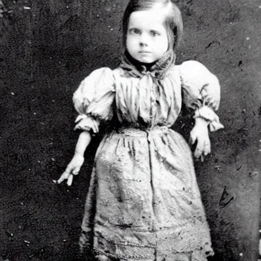 Image similar to an old photograph of a victorian child filled with spiders