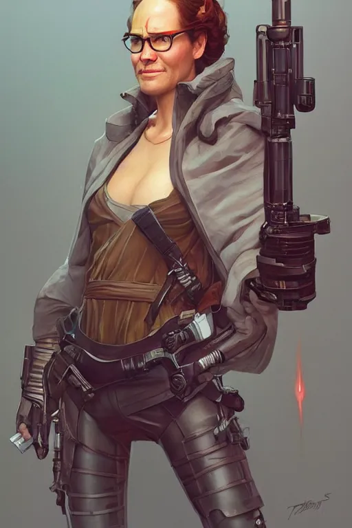 Image similar to Tobias Funke as a heroine in star wars, digital painting, artstation, concept art, smooth, sharp focus, illustration, art by artgerm and donato giancola and Joseph Christian Leyendecker, Ross Tran, WLOP