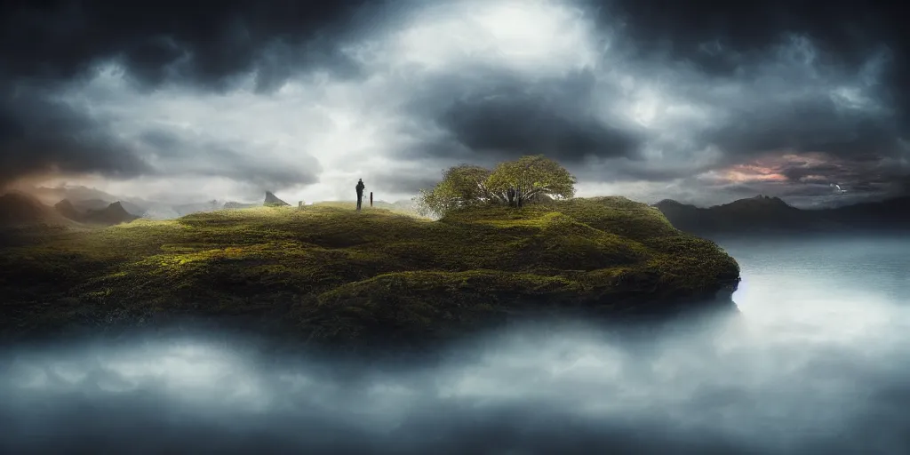Image similar to an amazing award winning landscape photo of a beautiful surreal dream world, cinematic atmospheric masterpiece