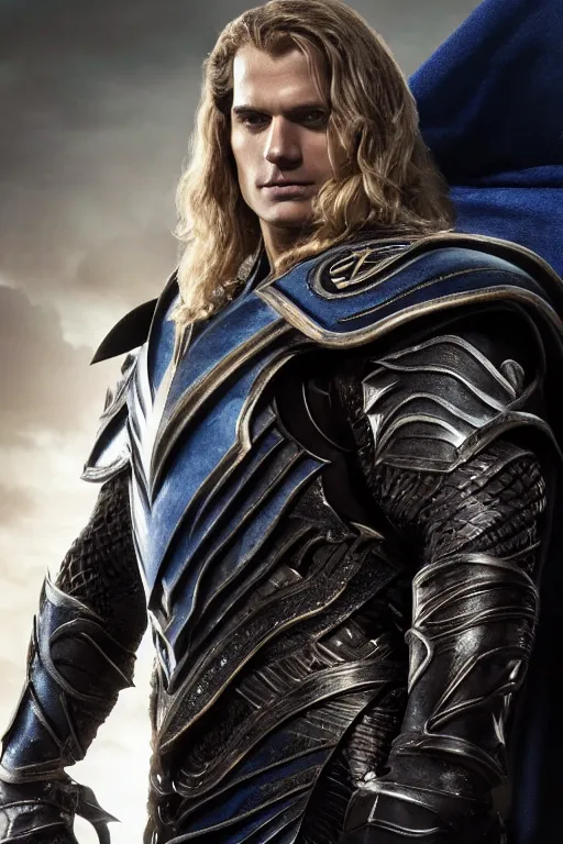 Prompt: Henry Cavill as Arthas Menethil, promo shoot, studio lighting