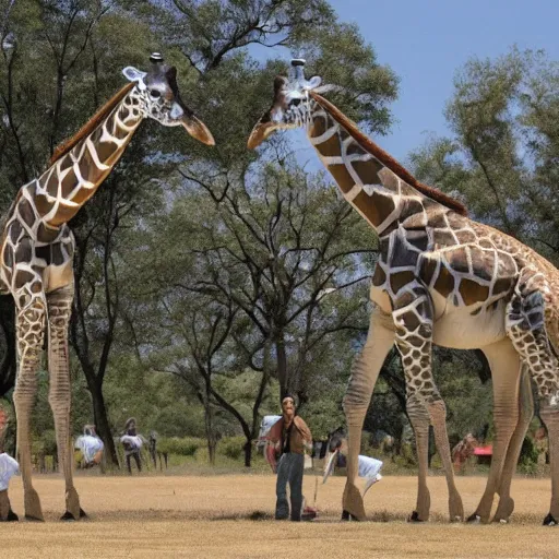 Image similar to robotic!!! giraffes!, dancing!