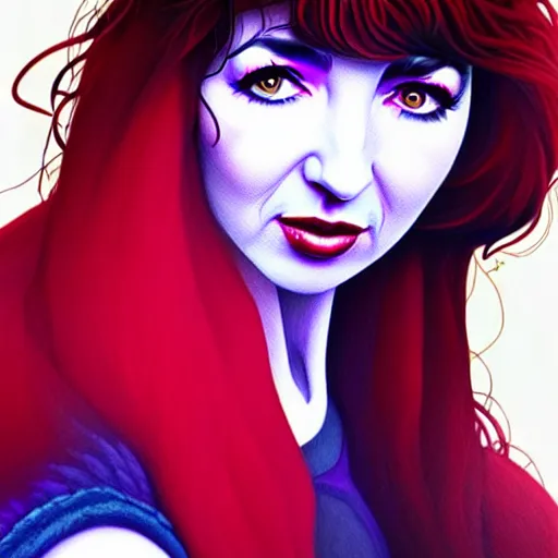 Image similar to richly detailed color illustration of kate bush illustrated by artgerm and mina petrovic and timothy kong and marina federovna. 3 d shadowing